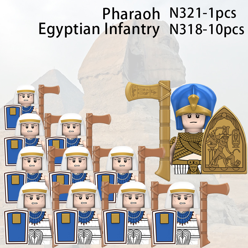 (Style G) Ancient Egypt Soldier Medieval Teutonic Knight Minifigures Military Building Blocks DIY Assemble Bricks Educational Toys