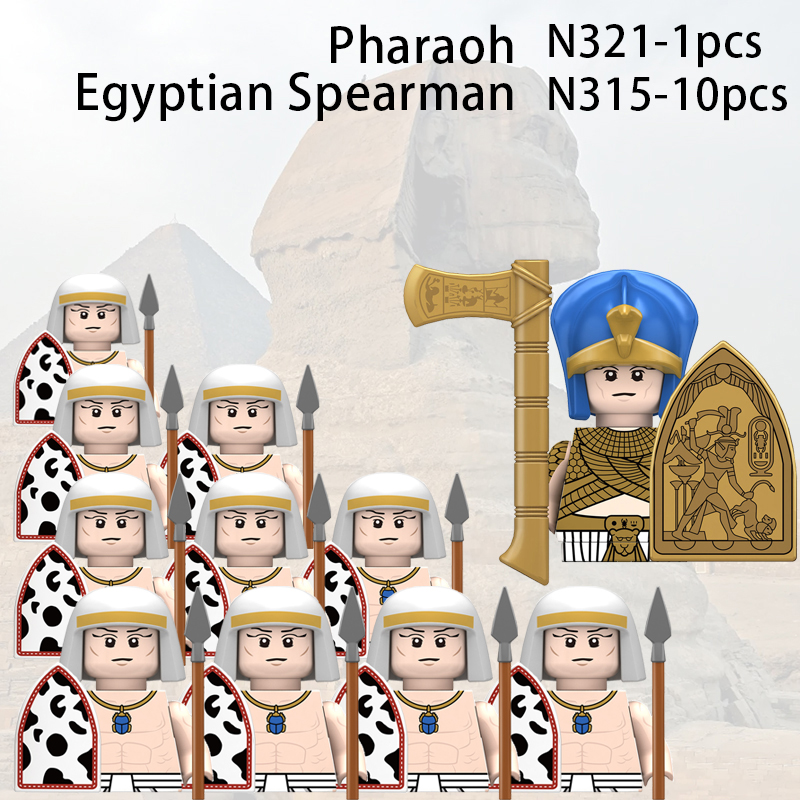 (Style G) Ancient Egypt Soldier Medieval Teutonic Knight Minifigures Military Building Blocks DIY Assemble Bricks Educational Toys