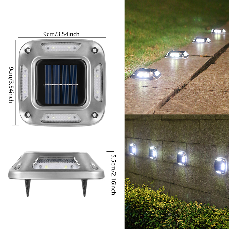 (Warm White) Solar ground Lights Outdoor Waterproof LED Wall Lights Driveway Markers Step Lights for Sidewalk Stair Pathway Walkway Yard 4PCS