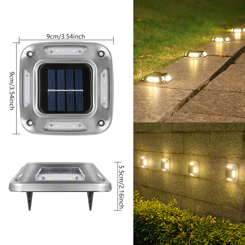 Solar ground Lights Outdoor Waterproof LED Wall Lights Driveway Markers Step Lights for Sidewalk Stair Pathway Walkway Yard 4PCS