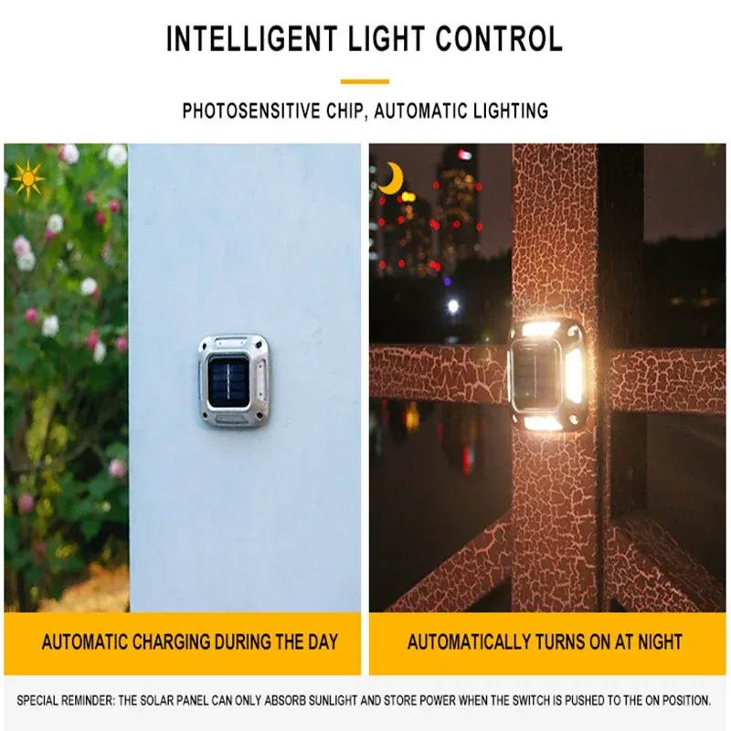 (Warm White) Solar ground Lights Outdoor Waterproof LED Wall Lights Driveway Markers Step Lights for Sidewalk Stair Pathway Walkway Yard 4PCS