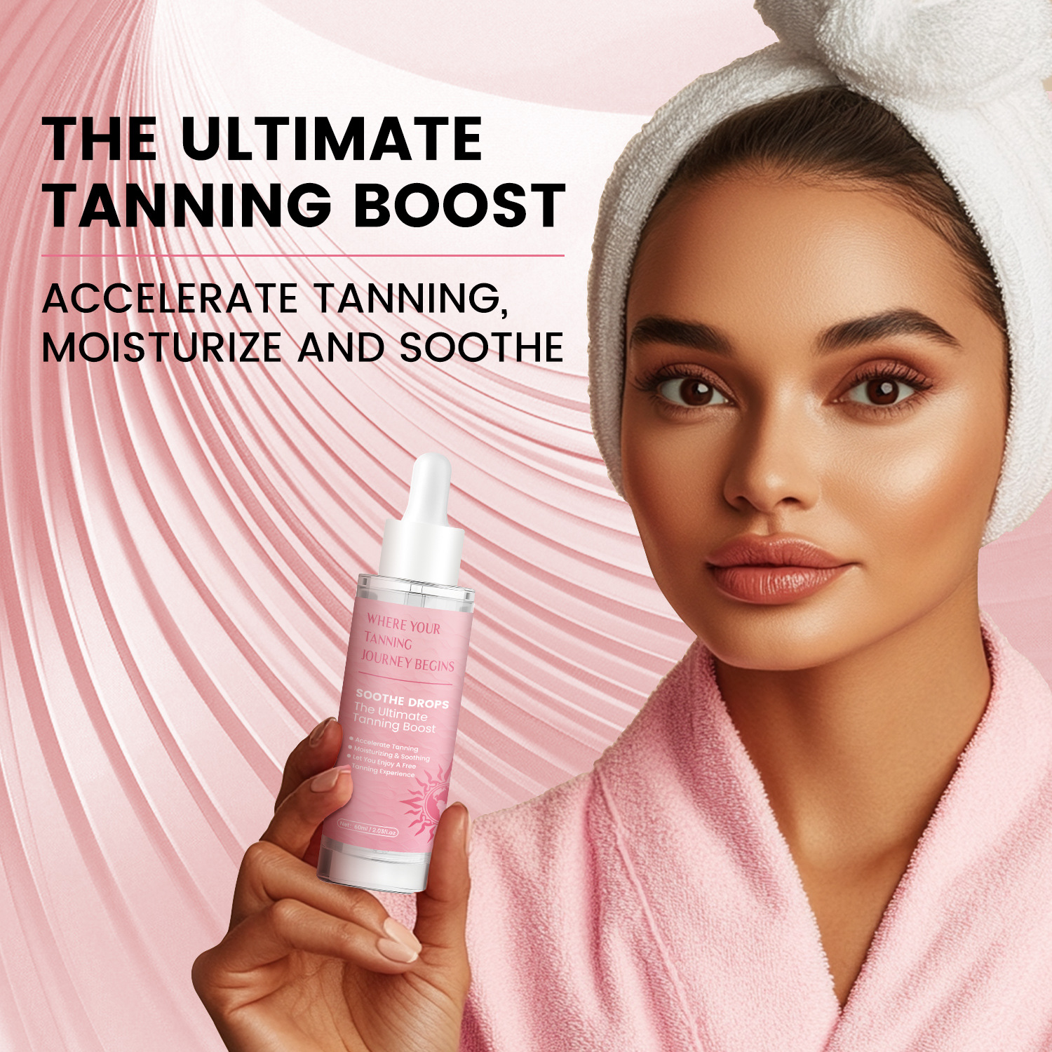 Ultimate Tanning Booster Serum For Natural Bronzed Glow Sunless Tanning Daily Skin Darkening Hydrating Care 60ml