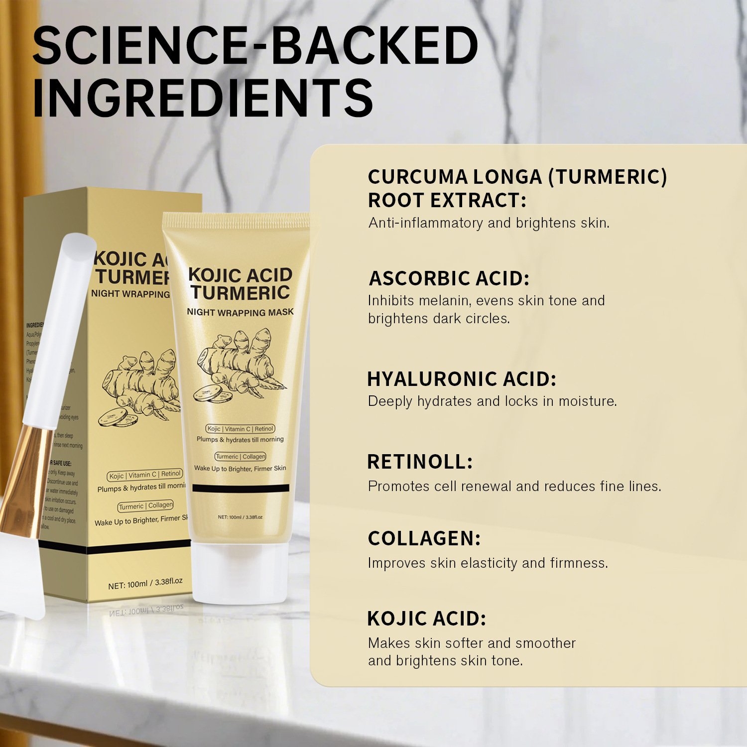 Turmeric Night Mask Firming Smoothing Brightening Collagen Boosting Overnight Skin Recovery And Radiance Glow 100ml