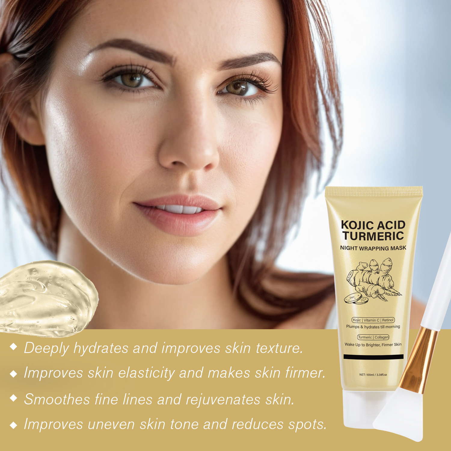 Turmeric Night Mask Firming Smoothing Brightening Collagen Boosting Overnight Skin Recovery And Radiance Glow 100ml