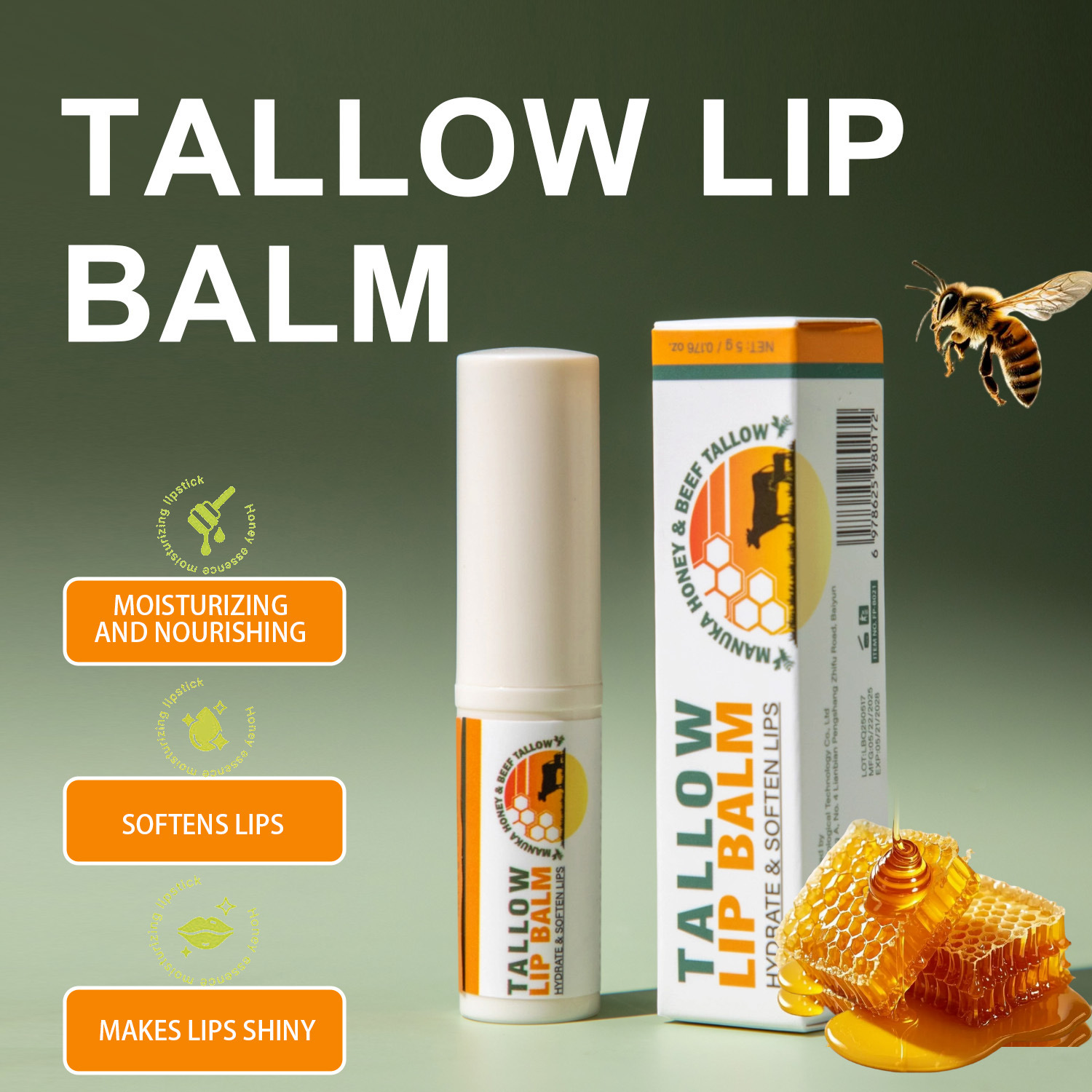 Tallow Lip Balm Moisturizing Nourishing Soothing For Dry Chapped Lips Daily Hydrating And Repair Care