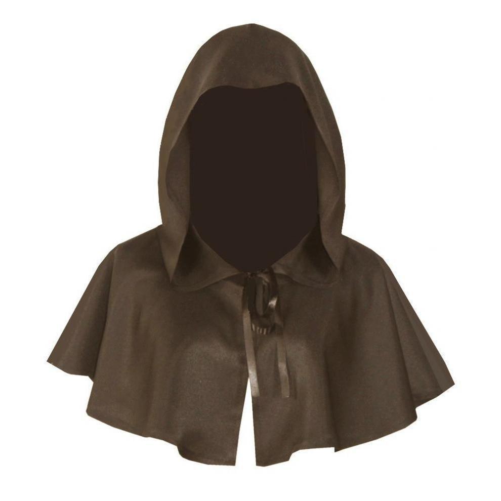 (White) Halloween Wizard Head Mask Shawl Cos Outfit Grim Reaper Cloak Medieval Hooded Cloak