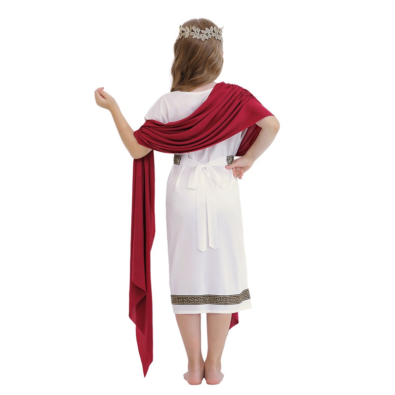(140) Greek Mythology Robed Long Gown Halloween Kids Costume Boys Girls White Roman Carnival Performance Outfit