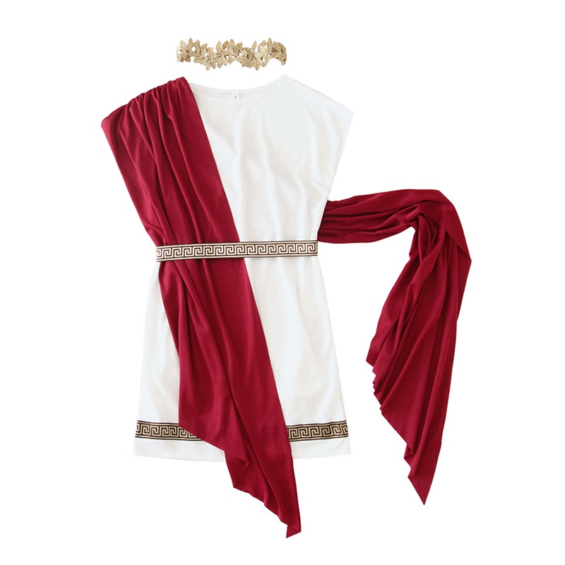 (140) Greek Mythology Robed Long Gown Halloween Kids Costume Boys Girls White Roman Carnival Performance Outfit