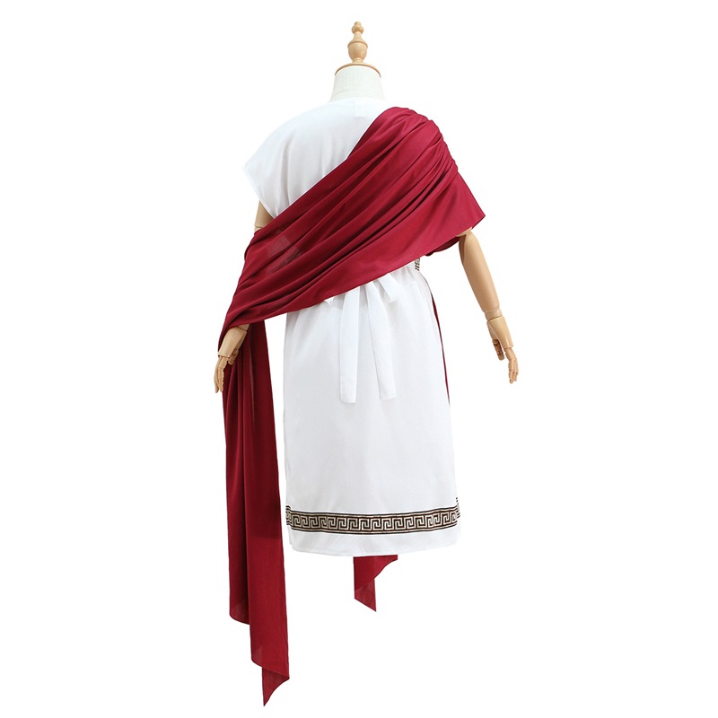 (140) Greek Mythology Robed Long Gown Halloween Kids Costume Boys Girls White Roman Carnival Performance Outfit