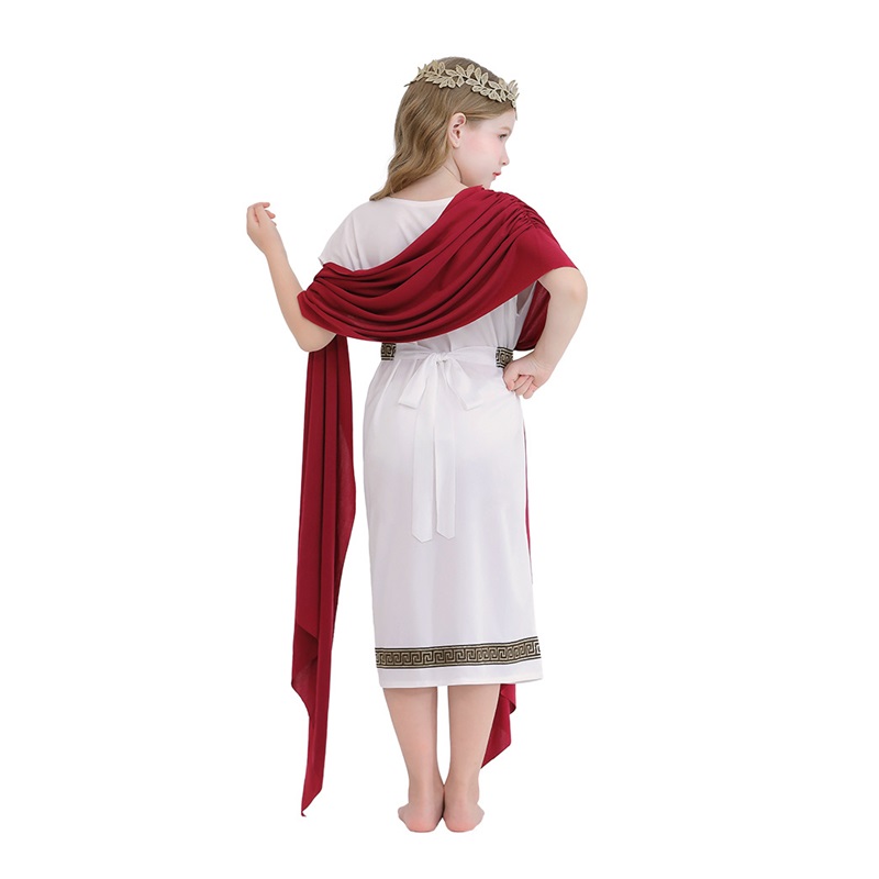 (140) Greek Mythology Robed Long Gown Halloween Kids Costume Boys Girls White Roman Carnival Performance Outfit