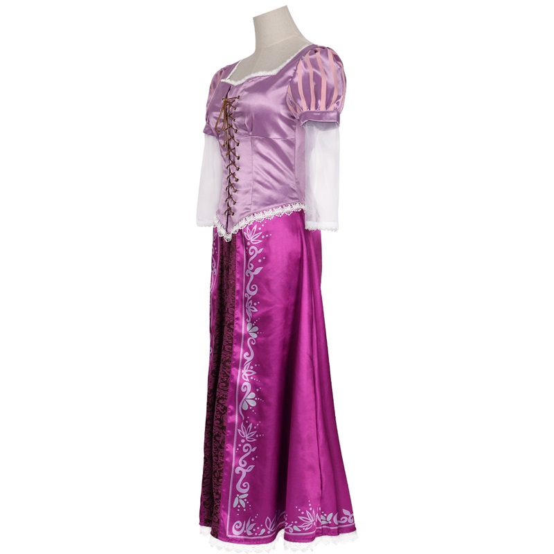 (110) Rapunzel Princess Dress Tangled Cosplay Women Costume Halloween Purple Gown Long Hair Princess Long Dress