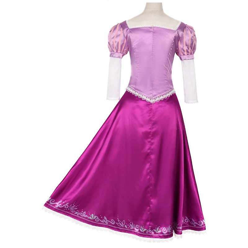 (110) Rapunzel Princess Dress Tangled Cosplay Women Costume Halloween Purple Gown Long Hair Princess Long Dress
