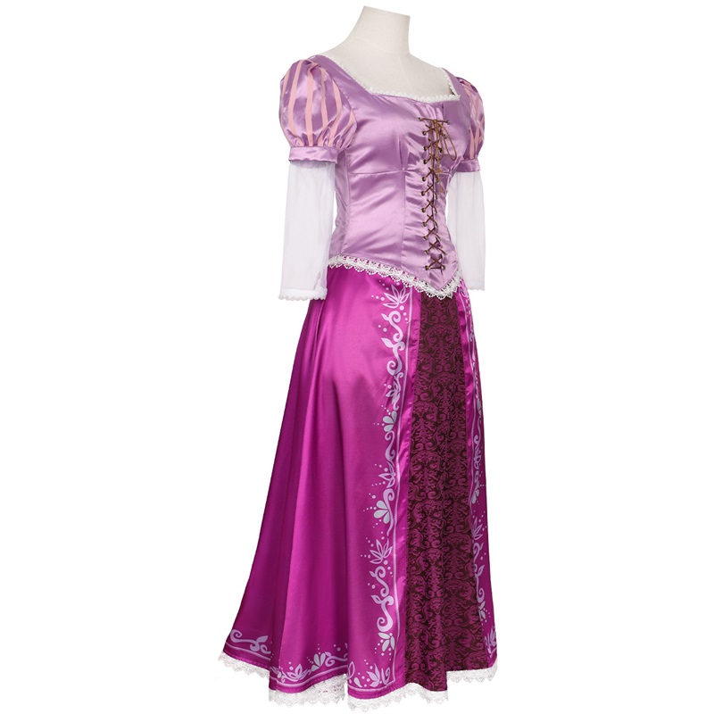 (110) Rapunzel Princess Dress Tangled Cosplay Women Costume Halloween Purple Gown Long Hair Princess Long Dress