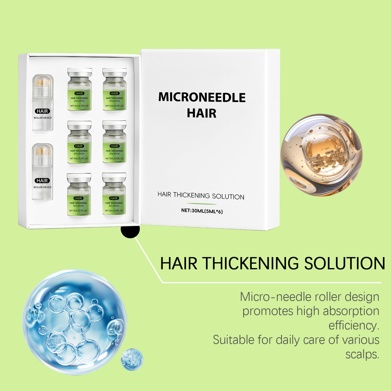 Hair Care Roller Essence Liquid Nourish Protect Smooth Gloss Hair Daily Scalp Treatment Serum