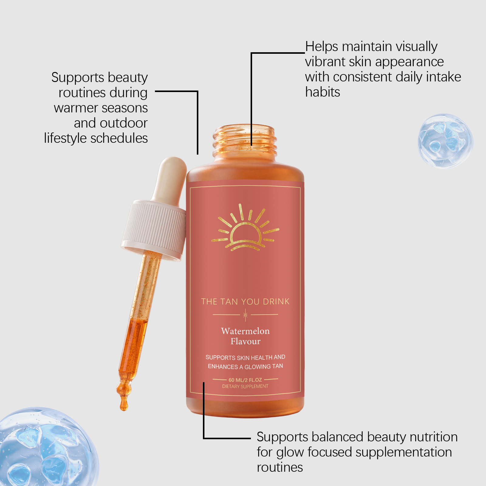 Sun Tanning Drops Mild Care Summer Natural Sun Tanning Body Skin Care Boost Skin Radiance Drops