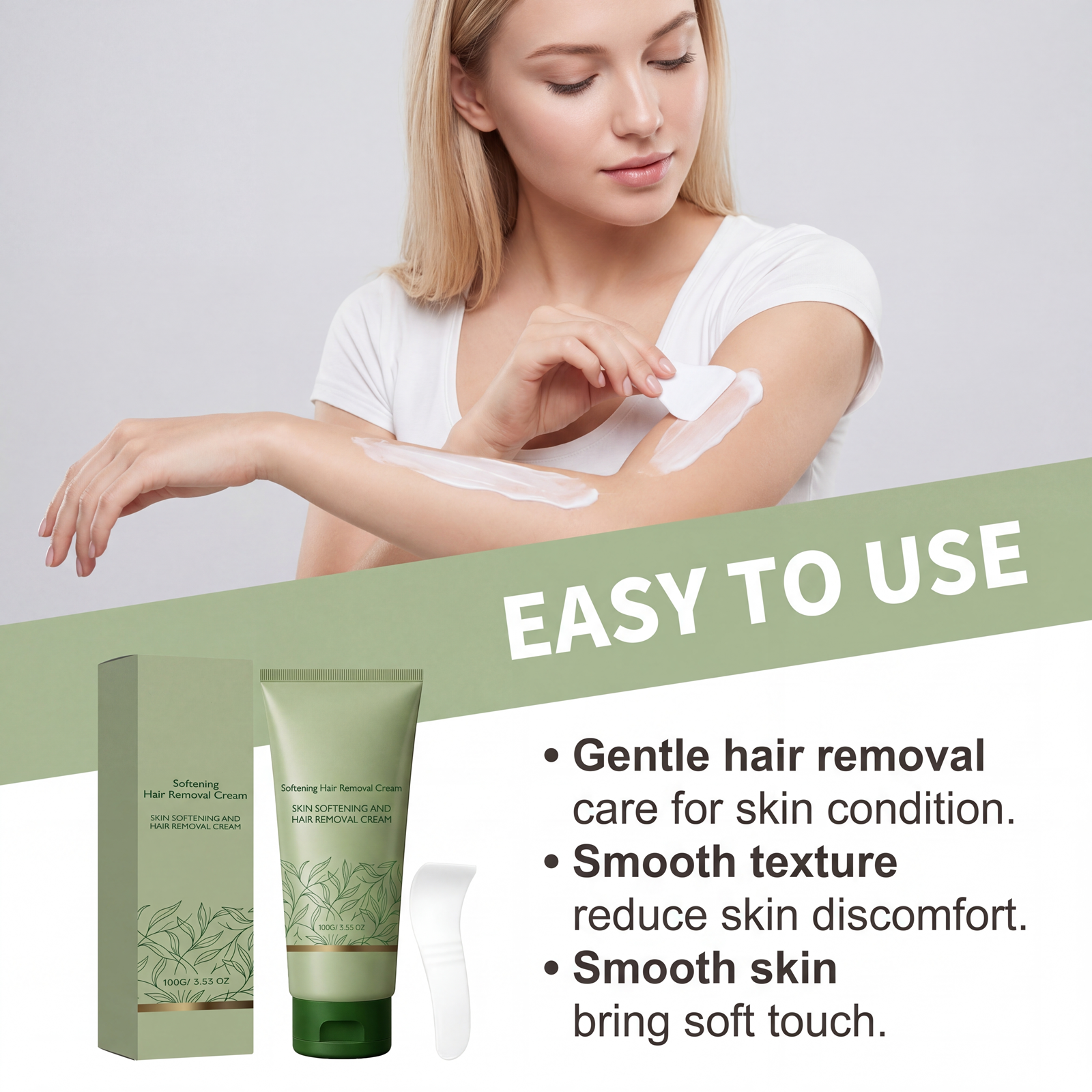 Smooth Hair Removal Cream Mild Formula Silky Skin Easy Use Multi Part Applicable Body Care