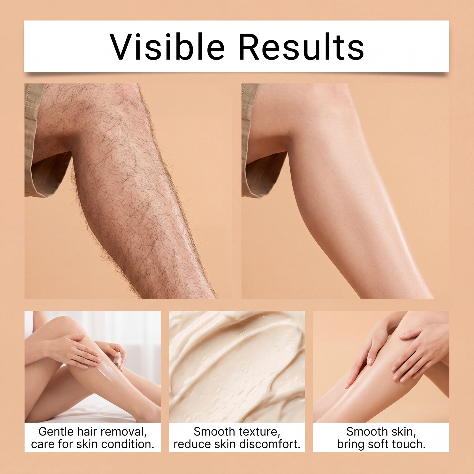 Smooth Hair Removal Cream Mild Formula Silky Skin Easy Use Multi Part Applicable Body Care
