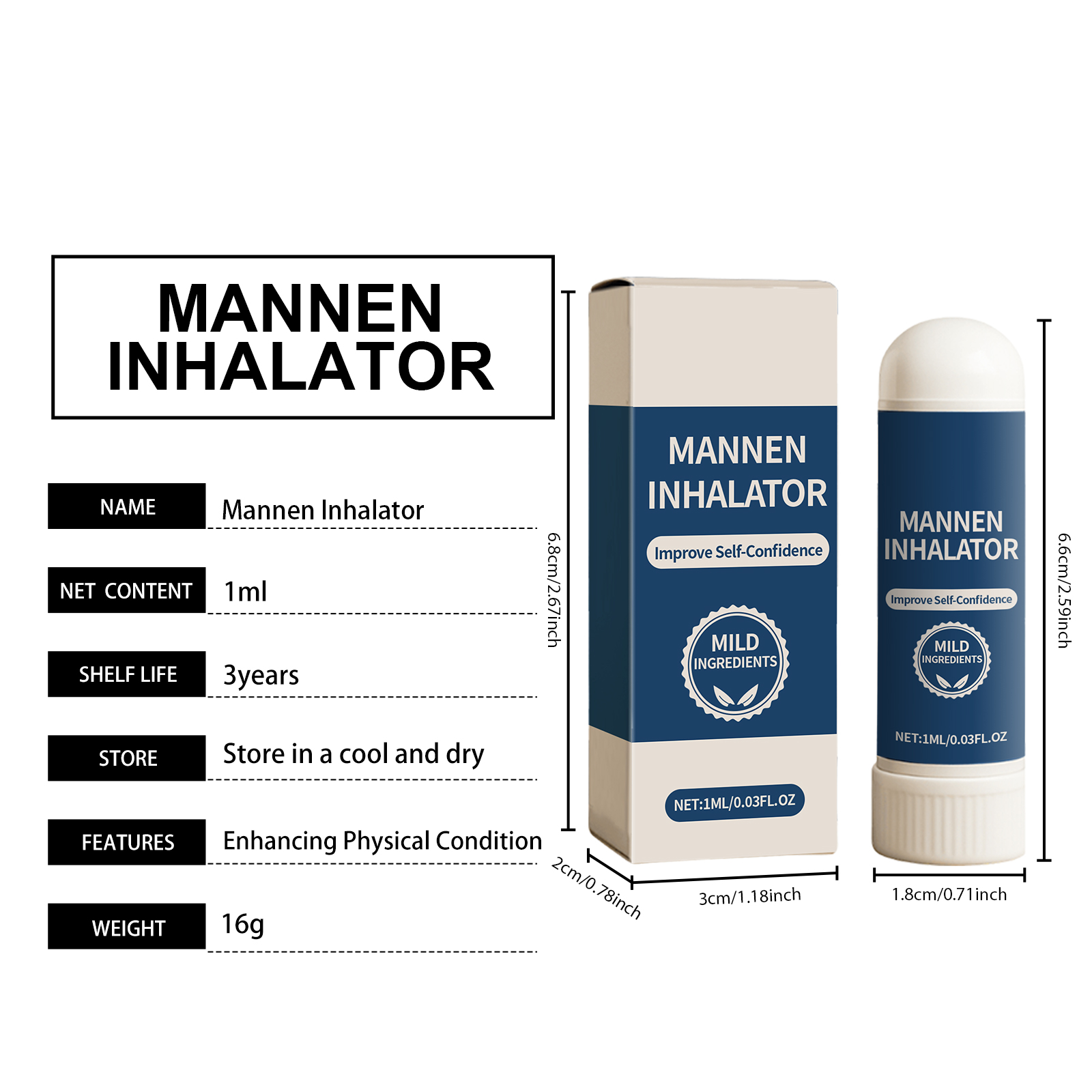 Male Nasal Inhaler Epimedium Extract Mild Nourishing Cool Comfortable Mens Daily Body Care Stick Natural Gentle Refreshing Healthy Personal Upkeep