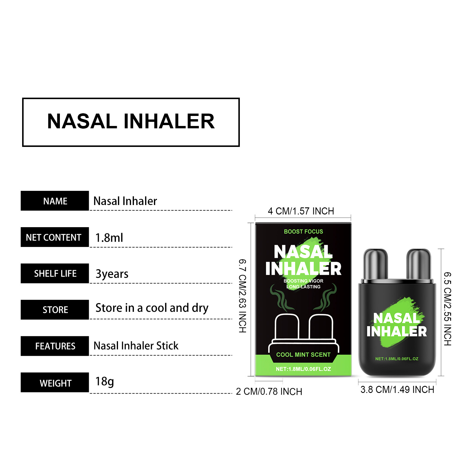 Nasal Inhaler Stick Mild Mint Clean Gentle Comfort Fresh Care Nose Inhale Daily Nose Tool