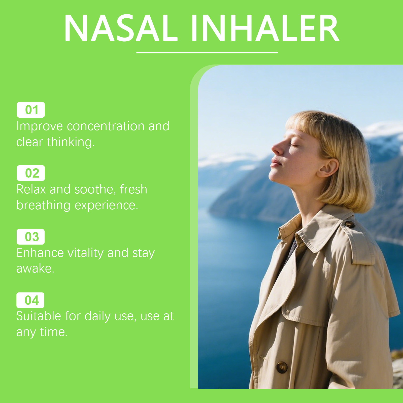 Nasal Inhaler Stick Mild Mint Clean Gentle Comfort Fresh Care Nose Inhale Daily Nose Tool