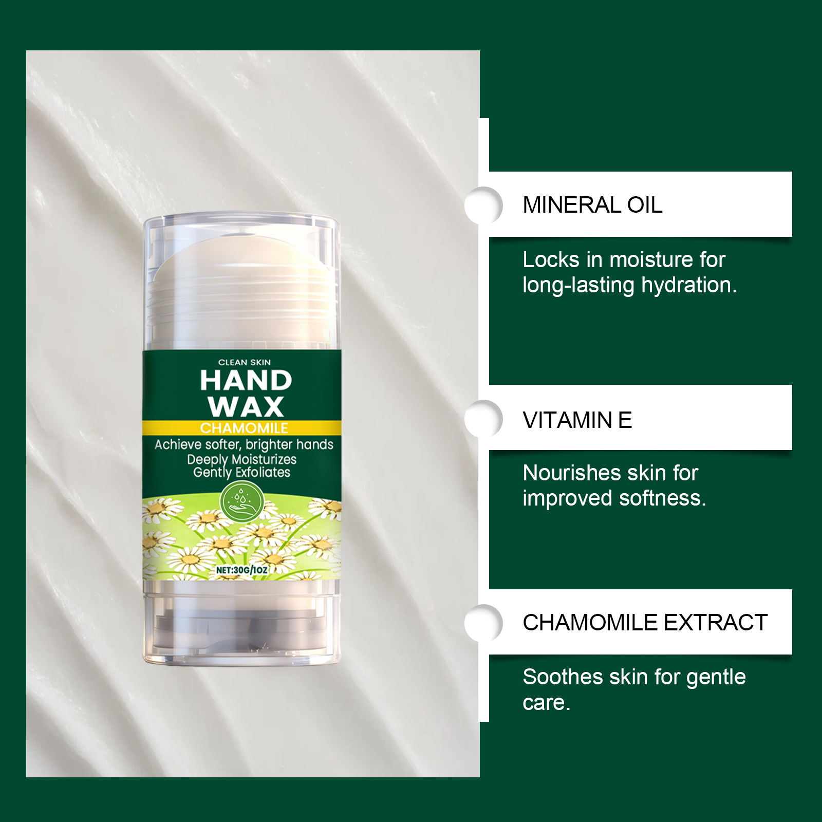 Chamomile Hand Wax Mild Nourishing Hydrating Soft Easy Absorb Delicate Dry Hand Skin Daily Hand Care