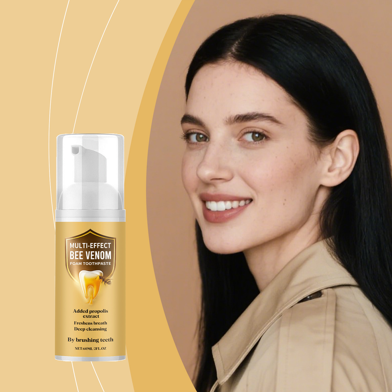 Bee Venom Cleansing Mousse Gentle Clean Protect Bright Teeth Press Type Design Daily Oral Care Tooth Paste