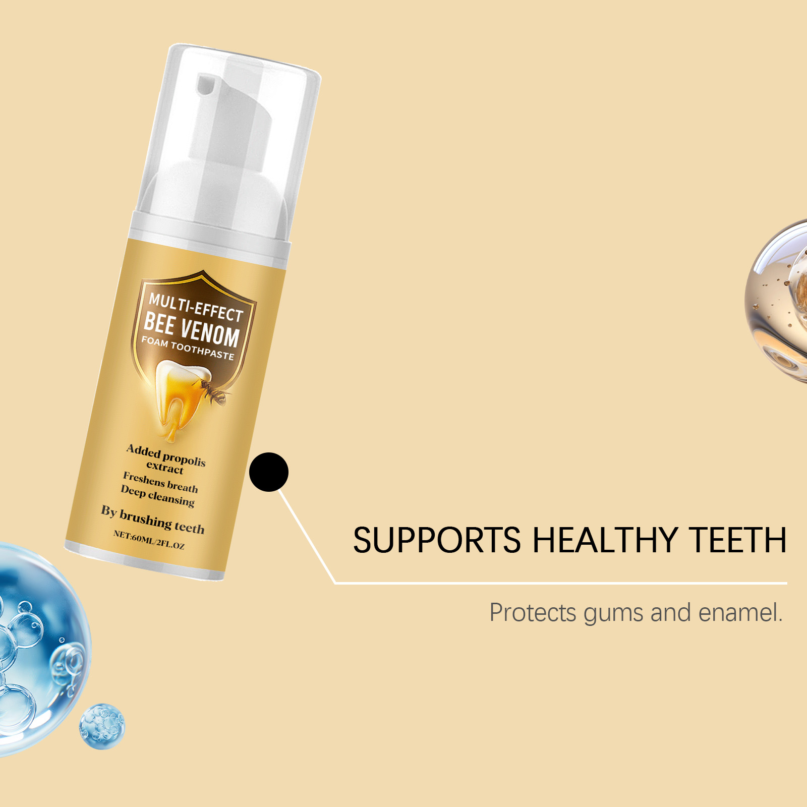 Bee Venom Cleansing Mousse Gentle Clean Protect Bright Teeth Press Type Design Daily Oral Care Tooth Paste