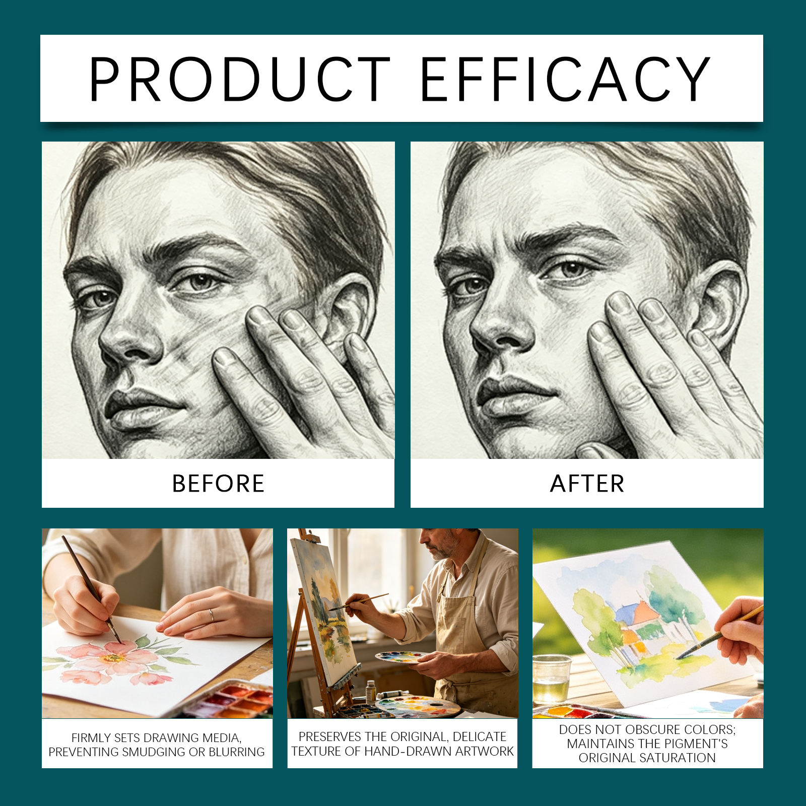 Fixing Spray Fine Art Sketch Pigment Fix Color Quick Dry Film Form Portable Care Drawing