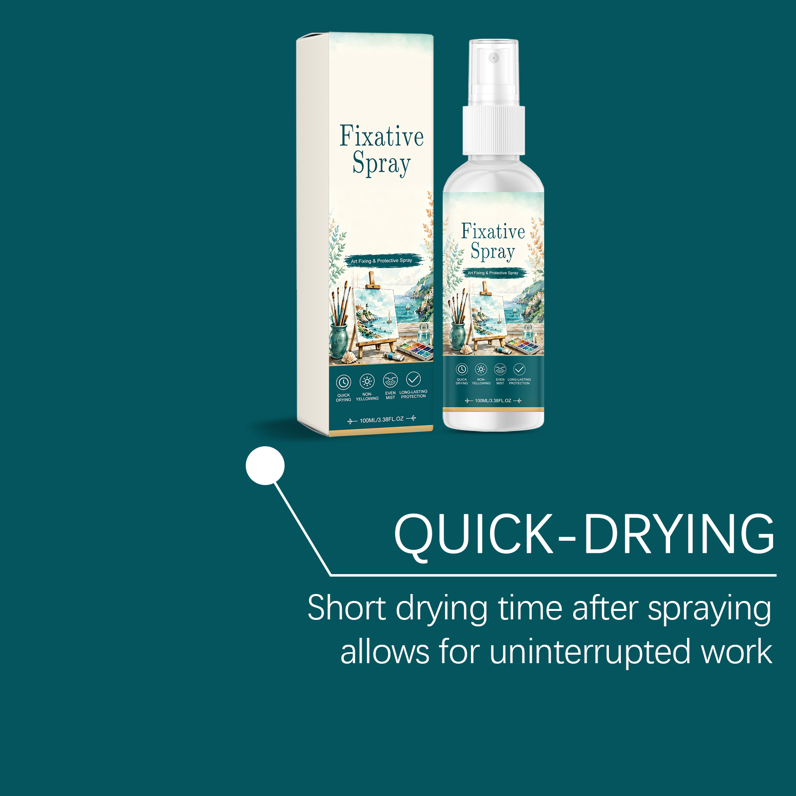 Fixing Spray Fine Art Sketch Pigment Fix Color Quick Dry Film Form Portable Care Drawing