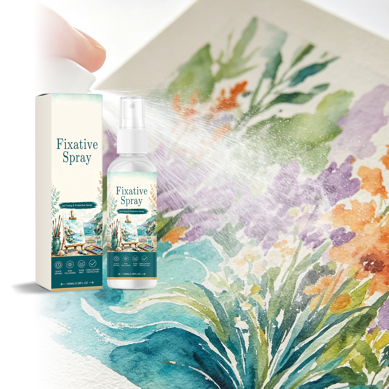 Fixing Spray Fine Art Sketch Pigment Fix Color Quick Dry Film Form Portable Care Drawing