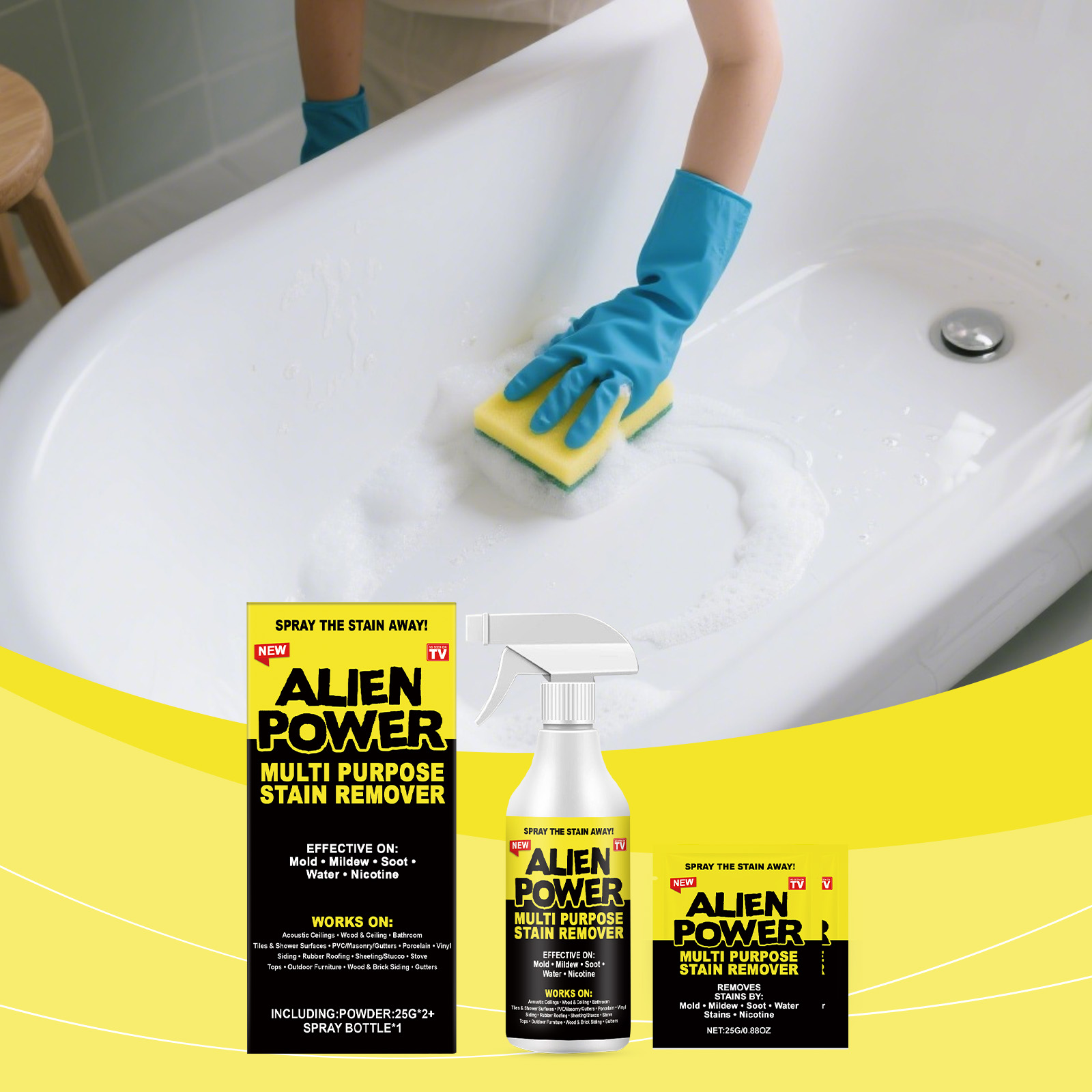 Multi Purpose Stain Removal Set Mild Formula Clean Descaling Brighten Tile Bathtub Glass General Application Household Gentle Decontamination