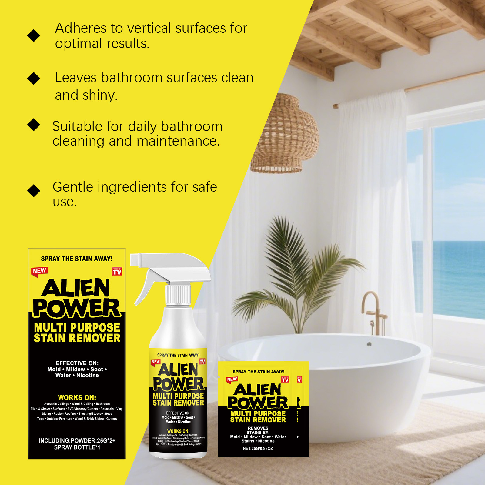 Multi Purpose Stain Removal Set Mild Formula Clean Descaling Brighten Tile Bathtub Glass General Application Household Gentle Decontamination