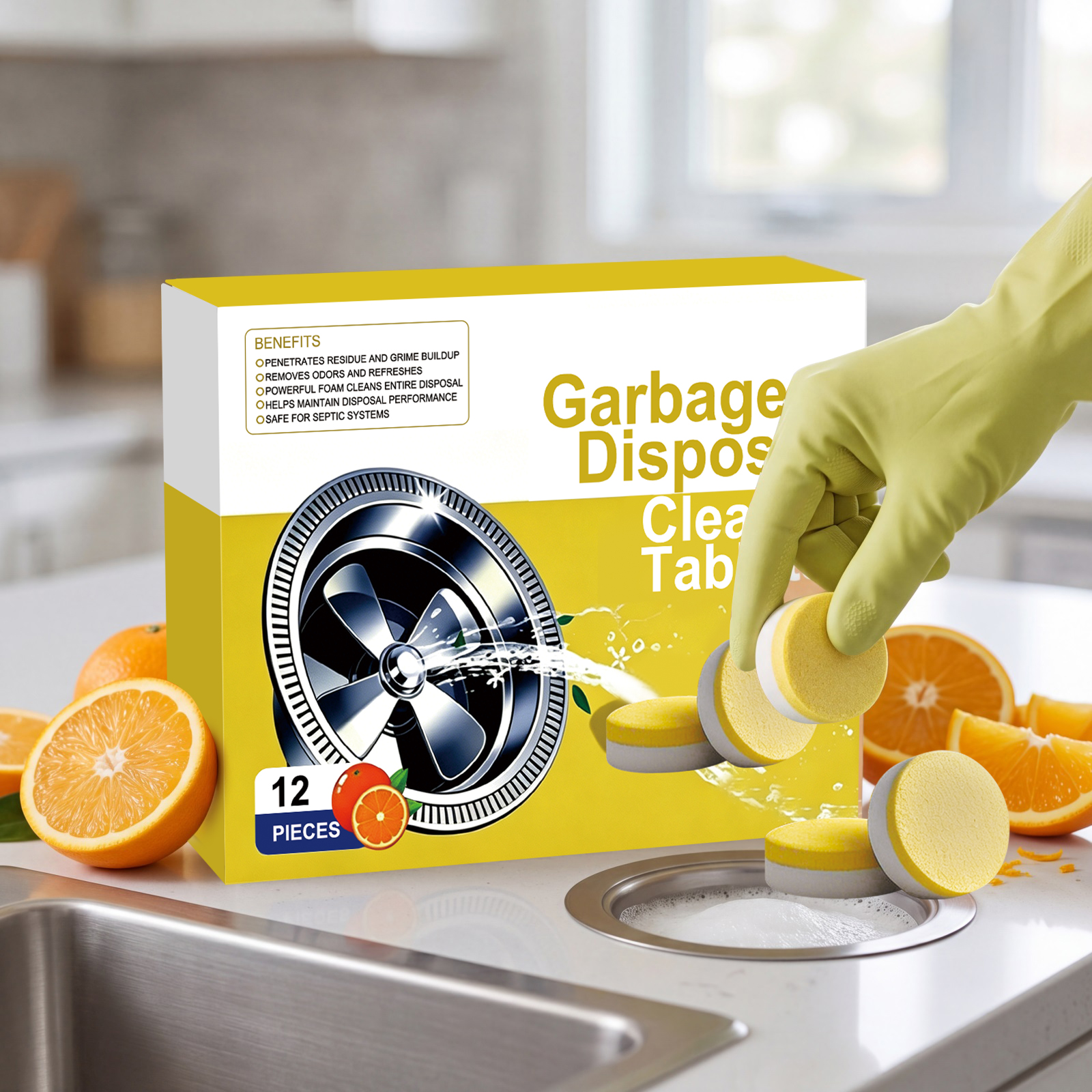 Garbage Disposer Cleaning Tablets Daily Household Kitchen Sink Deodorizing Cleaning Stain Removing