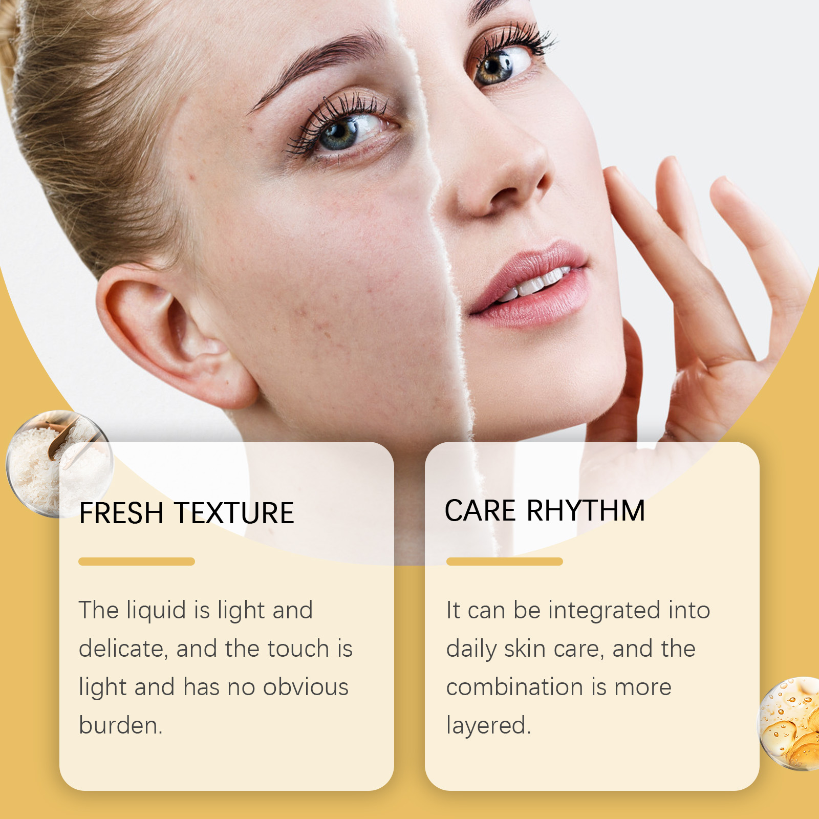 Exfoliating Rice Essence Liquid Mild Hydrating Moisturizing Refining Shrinking Pore Essence Liquid