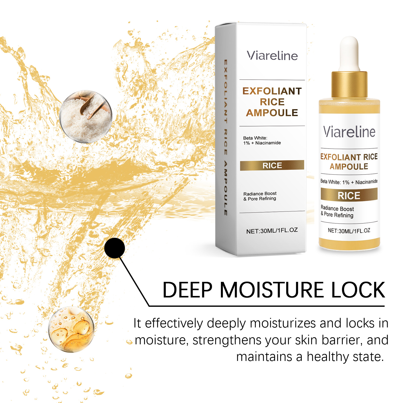 Exfoliating Rice Essence Liquid Mild Hydrating Moisturizing Refining Shrinking Pore Essence Liquid
