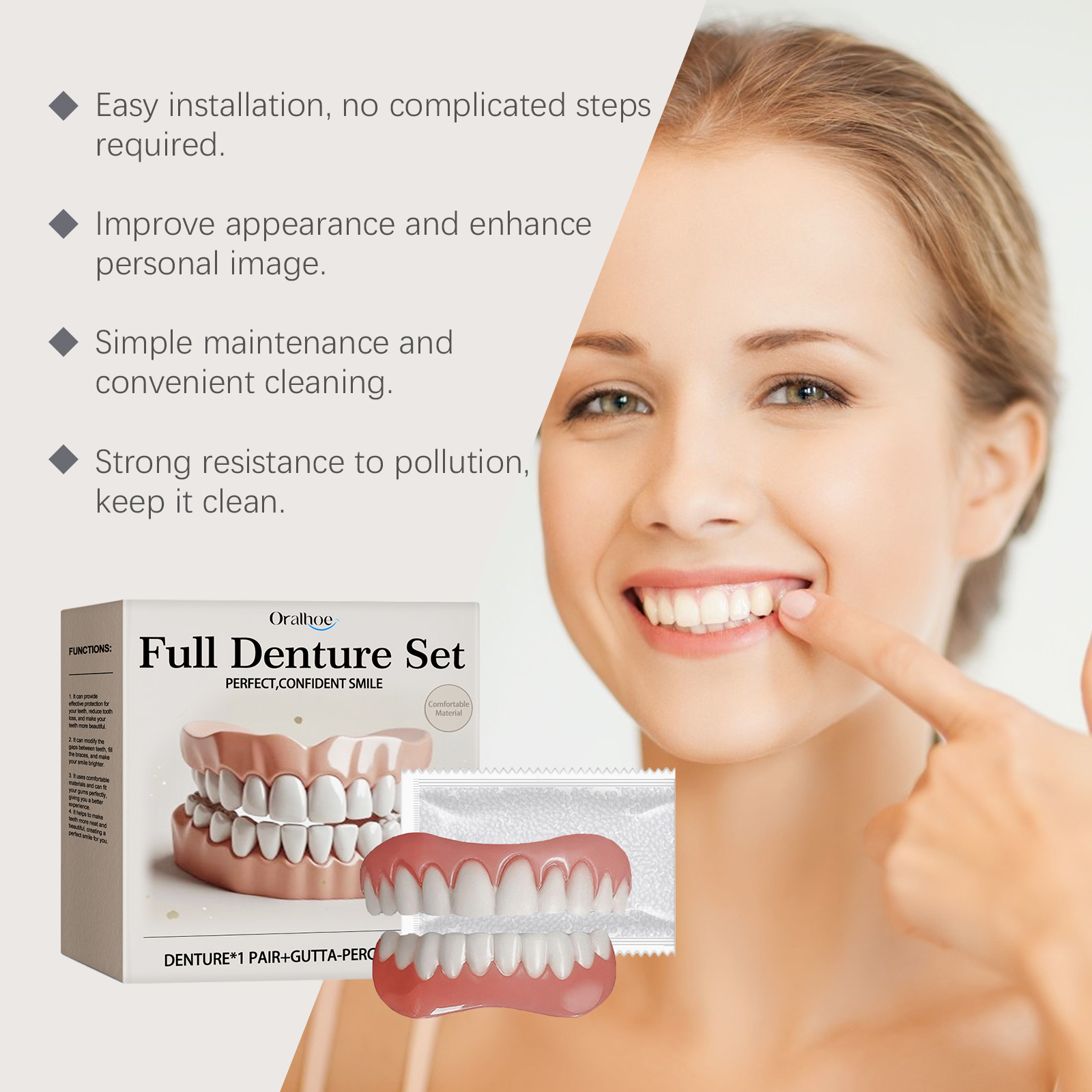 Denture Modification Kit Teeth Beauty Cover Fix Tooth Gaps Improve Smile Appearance For Dental Beautification