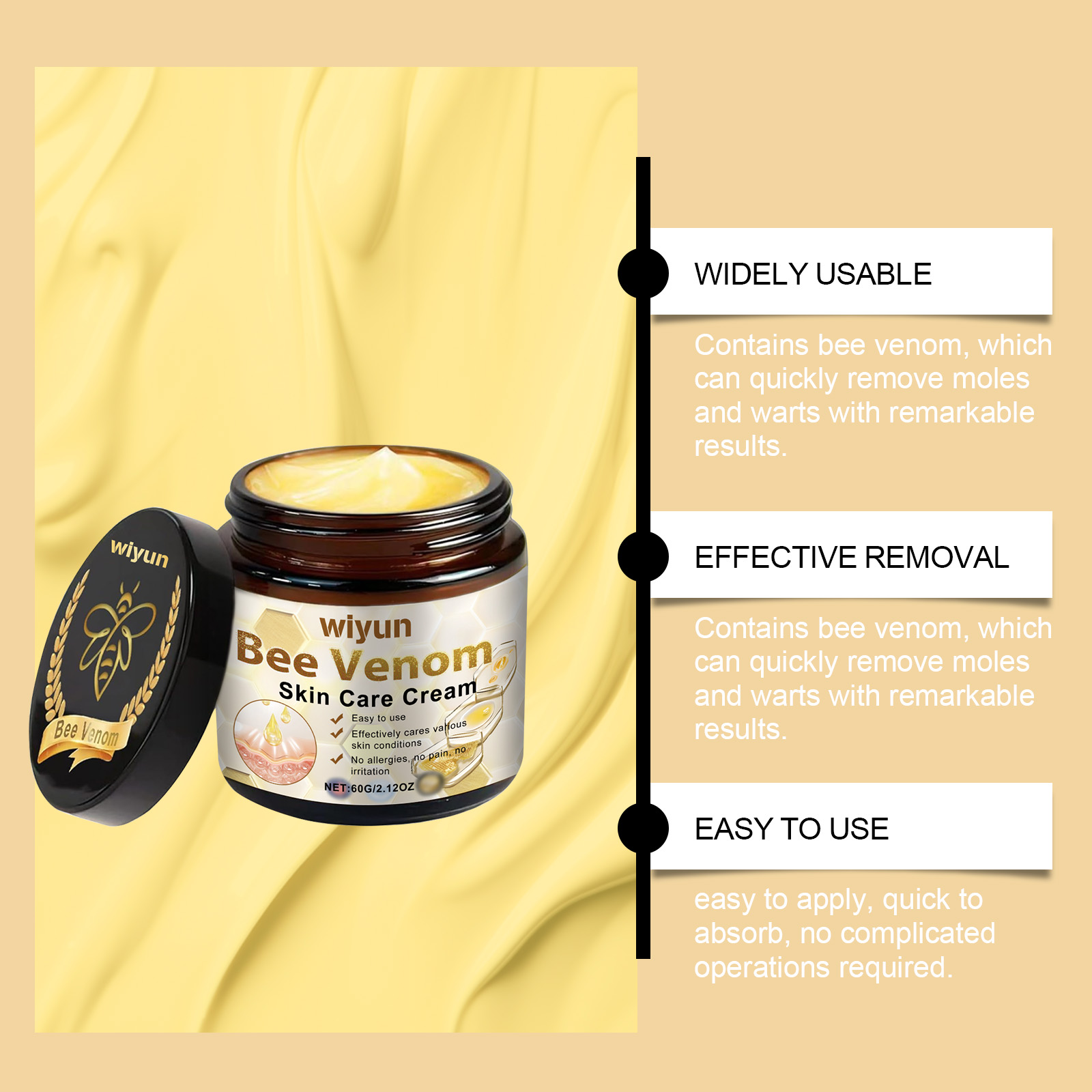 Bee Venom Wart And Mole Skin Care Cream Herbal Mild Fade Skin Mole Clean Skin Care Ointment