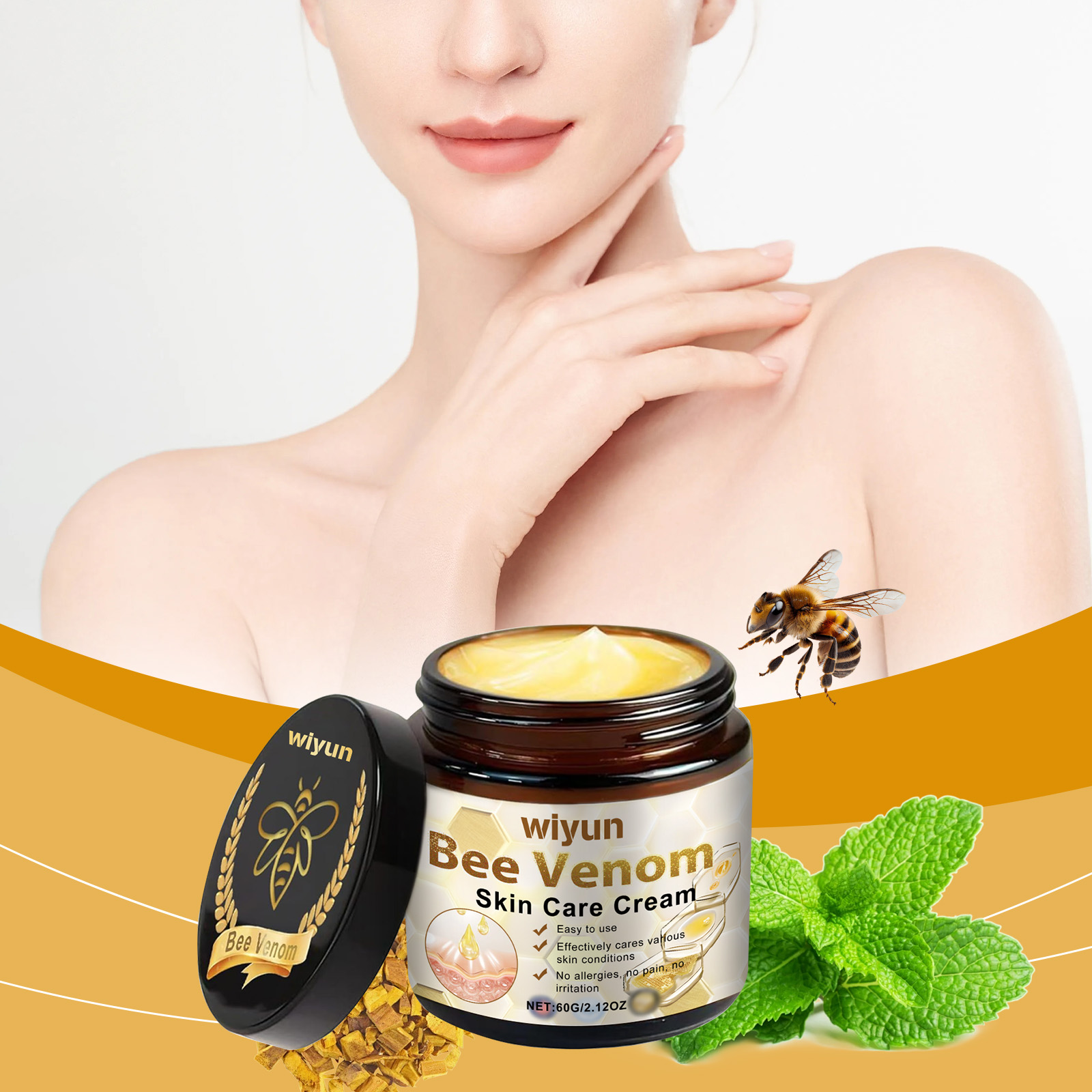 Bee Venom Wart And Mole Skin Care Cream Herbal Mild Fade Skin Mole Clean Skin Care Ointment