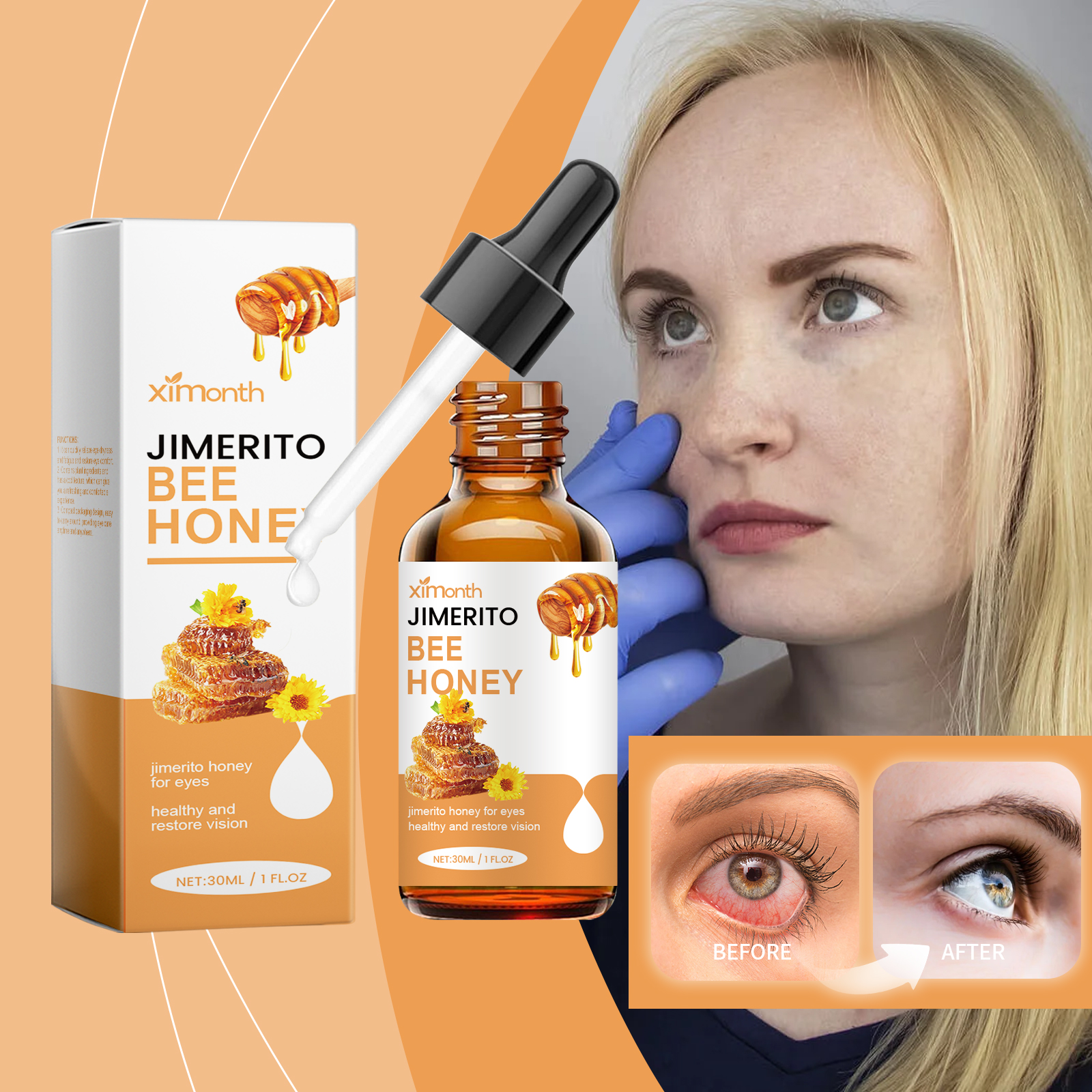 Honey Eye Care Liquid Refreshing Moisturizing Relieve Eye Dryness Comfortable Care Eye Drops