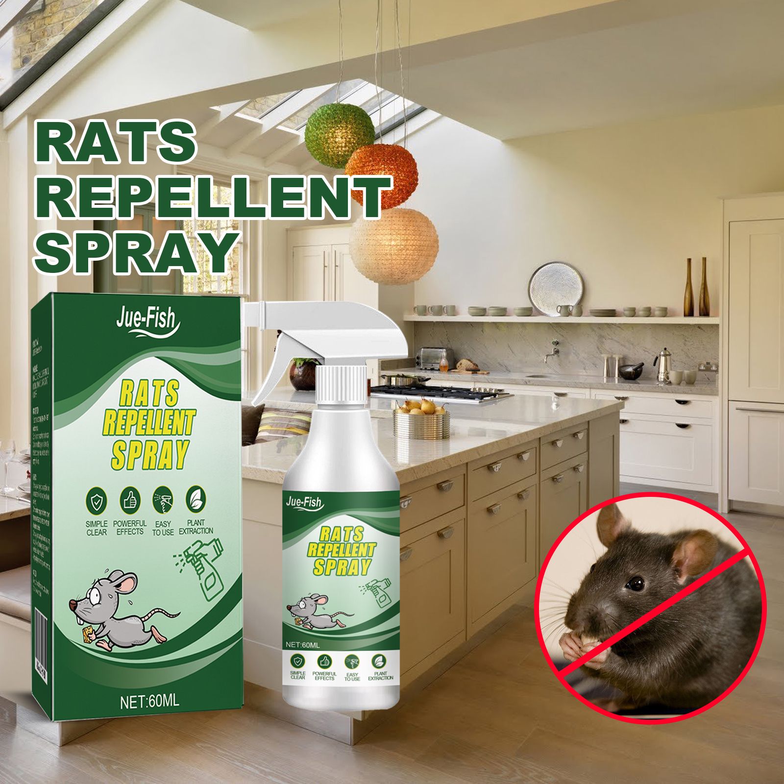 Natural Peppermint Oil Rat & Mouse Repellent Spray for Home&Garden