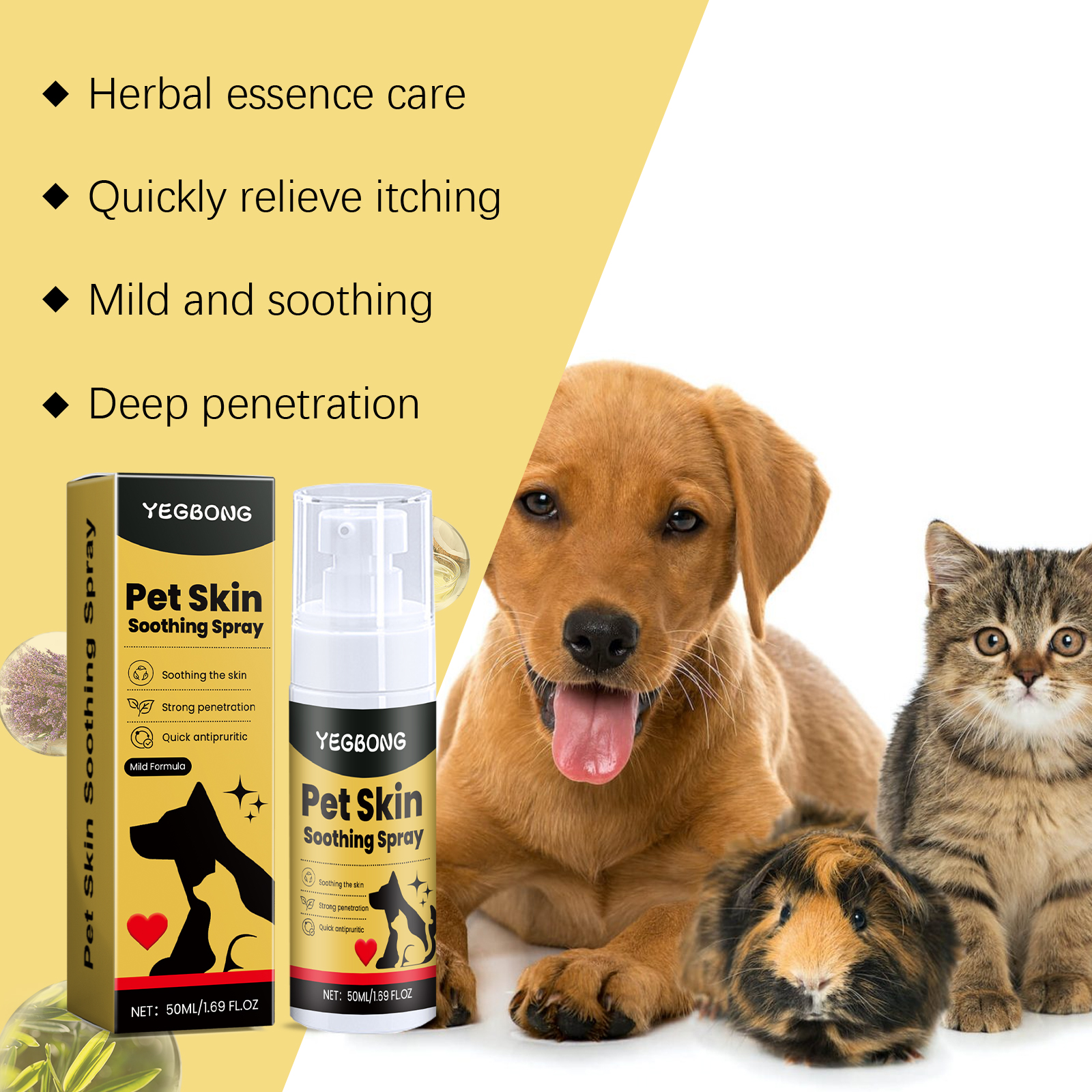 Pet Skin Care Spray Soothing Itch Relief For Redness Dryness Dogs Cats Gentle Formula Daily External Use