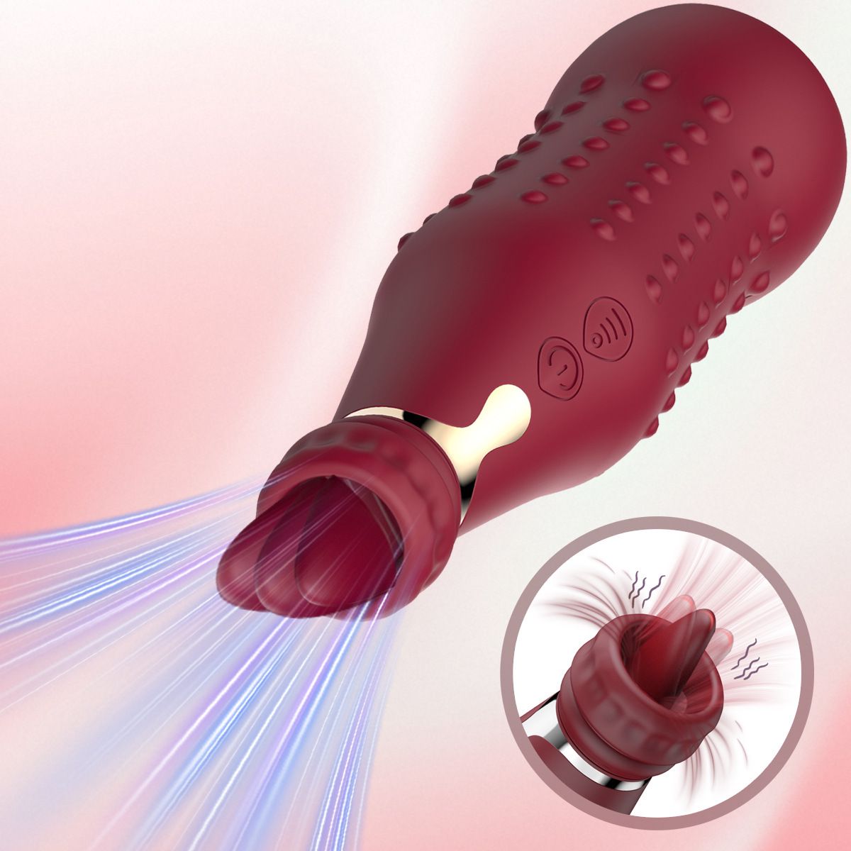 (Red) Vibrating Wand Vibrators Masturbator Adult Toys Sex Toy For Women AV Dual Head Realistic Bottle Massage Wand Tongue Licking Wand