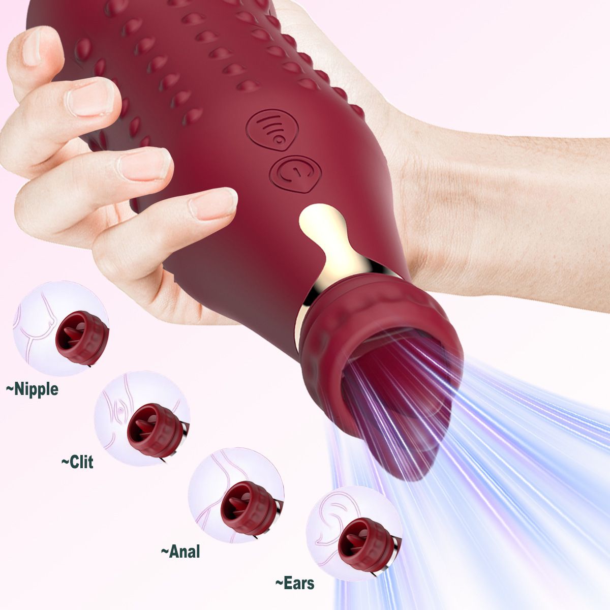 (Red) Vibrating Wand Vibrators Masturbator Adult Toys Sex Toy For Women AV Dual Head Realistic Bottle Massage Wand Tongue Licking Wand