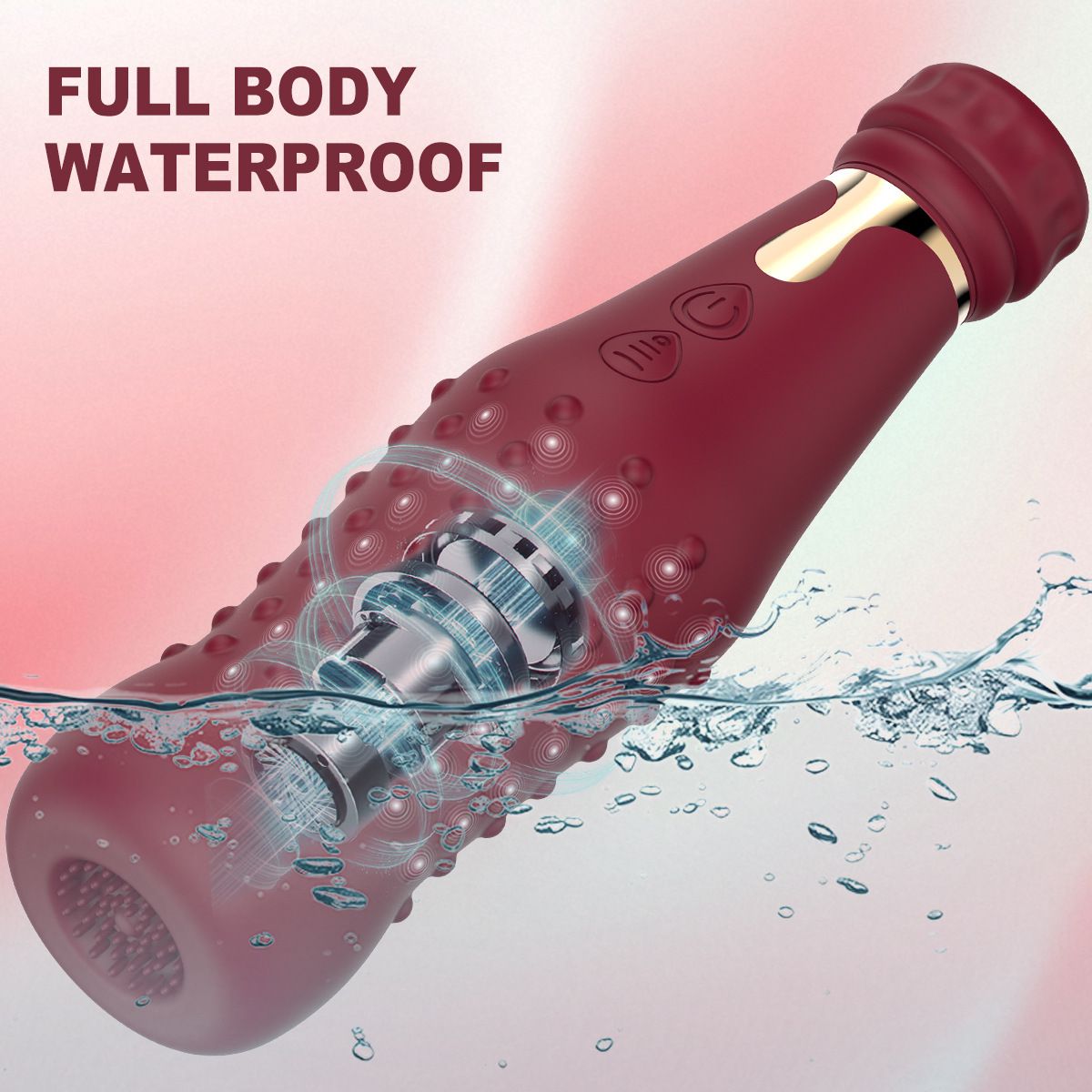 (Red) Vibrating Wand Vibrators Masturbator Adult Toys Sex Toy For Women AV Dual Head Realistic Bottle Massage Wand Tongue Licking Wand