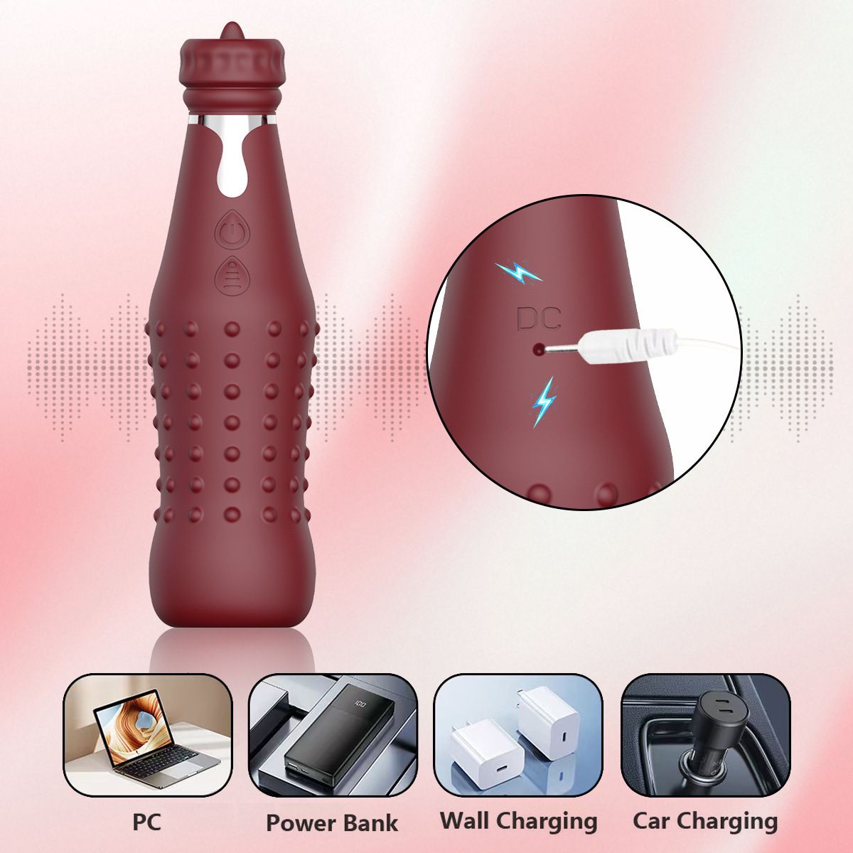(Red) Vibrating Wand Vibrators Masturbator Adult Toys Sex Toy For Women AV Dual Head Realistic Bottle Massage Wand Tongue Licking Wand