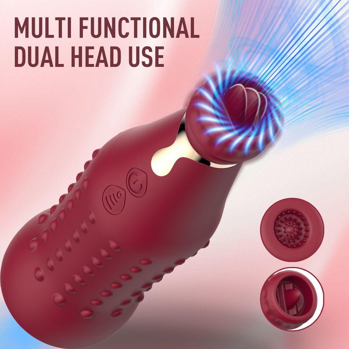 (Red) Vibrating Wand Vibrators Masturbator Adult Toys Sex Toy For Women AV Dual Head Realistic Bottle Massage Wand Tongue Licking Wand