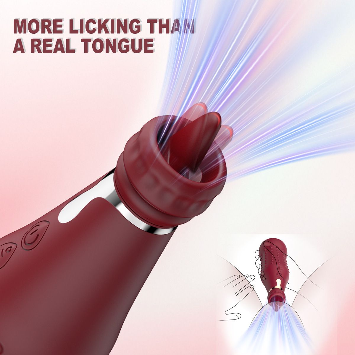 (Red) Vibrating Wand Vibrators Masturbator Adult Toys Sex Toy For Women AV Dual Head Realistic Bottle Massage Wand Tongue Licking Wand