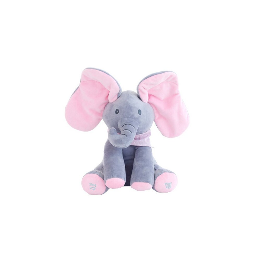 (Elephant/Pink) Baby Peeka boo Soft Elephant Doll Singing Toy Gift