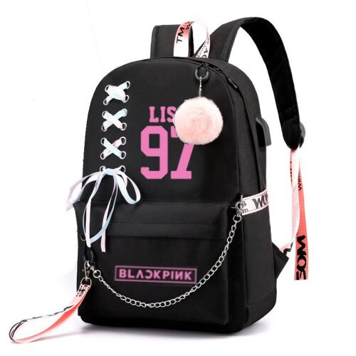 (Lisa) KPOP BlackPink Girl's Backpack USB Laptop Bags