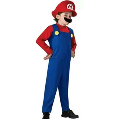 Super Mario Costume Halloween Cosplay Jumpsuit Bodysuit Fancy Dress Childrens Carnival Party Cosplay Outfits Kids Cap Pants Beard Sets